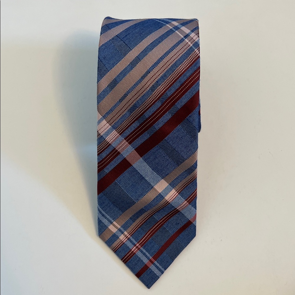 Calvin Klein Classic Plaid Men's Tie in Blue and Red